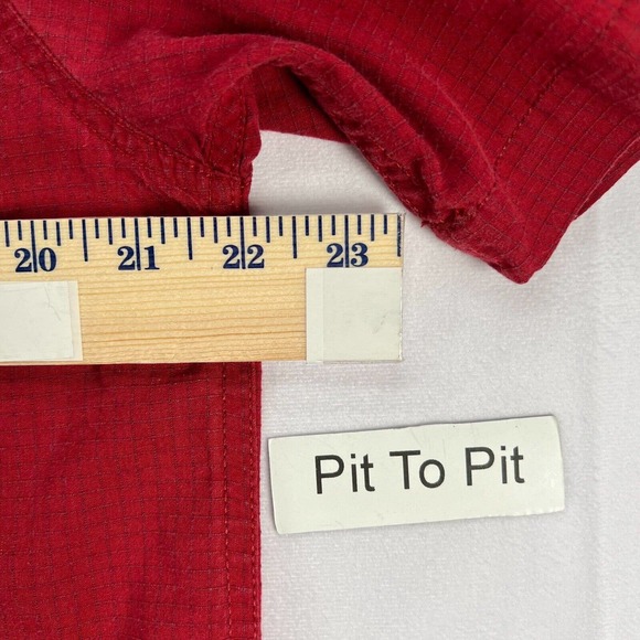 Mossy Oak Shirt Mens Medium Red Ripstop Short Sleeve Button Up Outdoor Wear - Picture 7 of 9